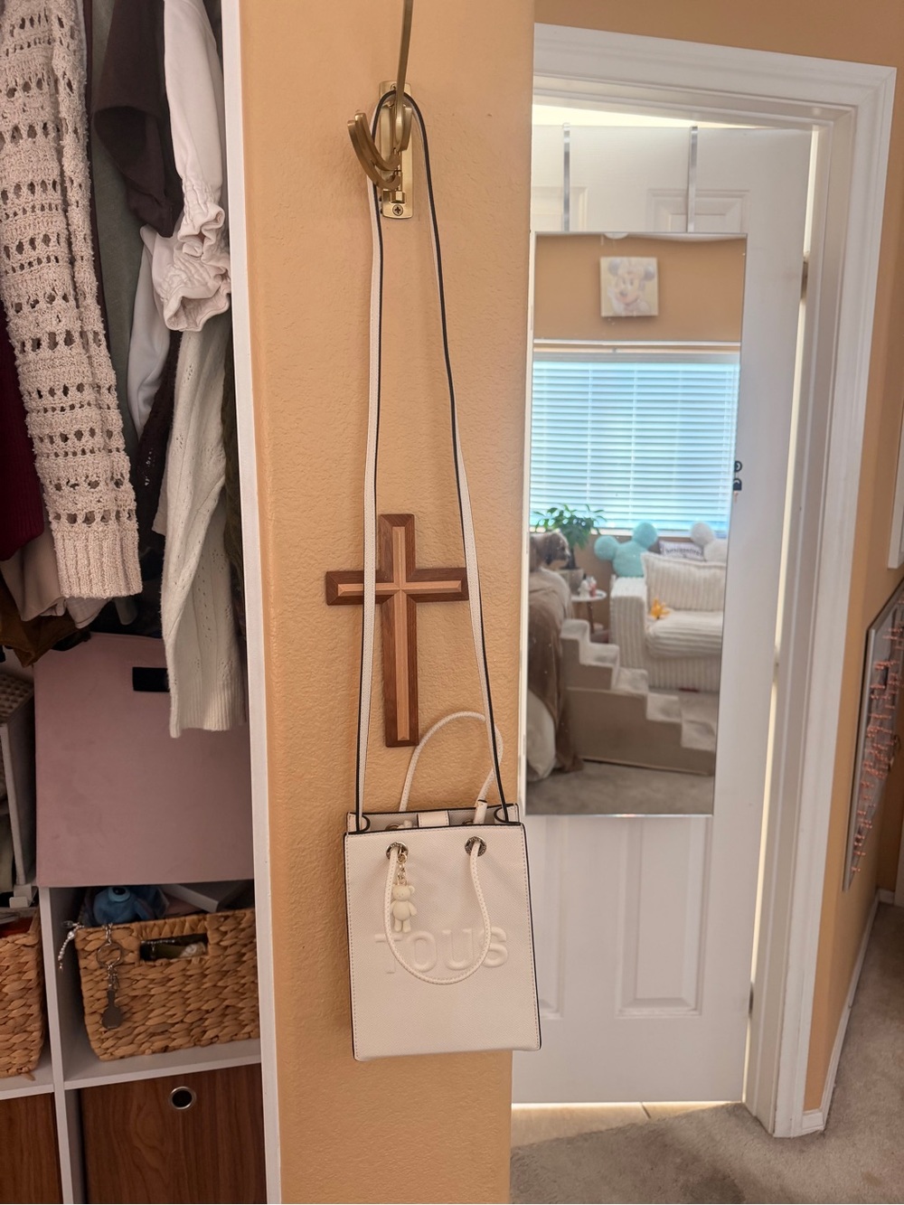 Tous White Leather Small Crossbody Bag with Rope Details NEVER USED